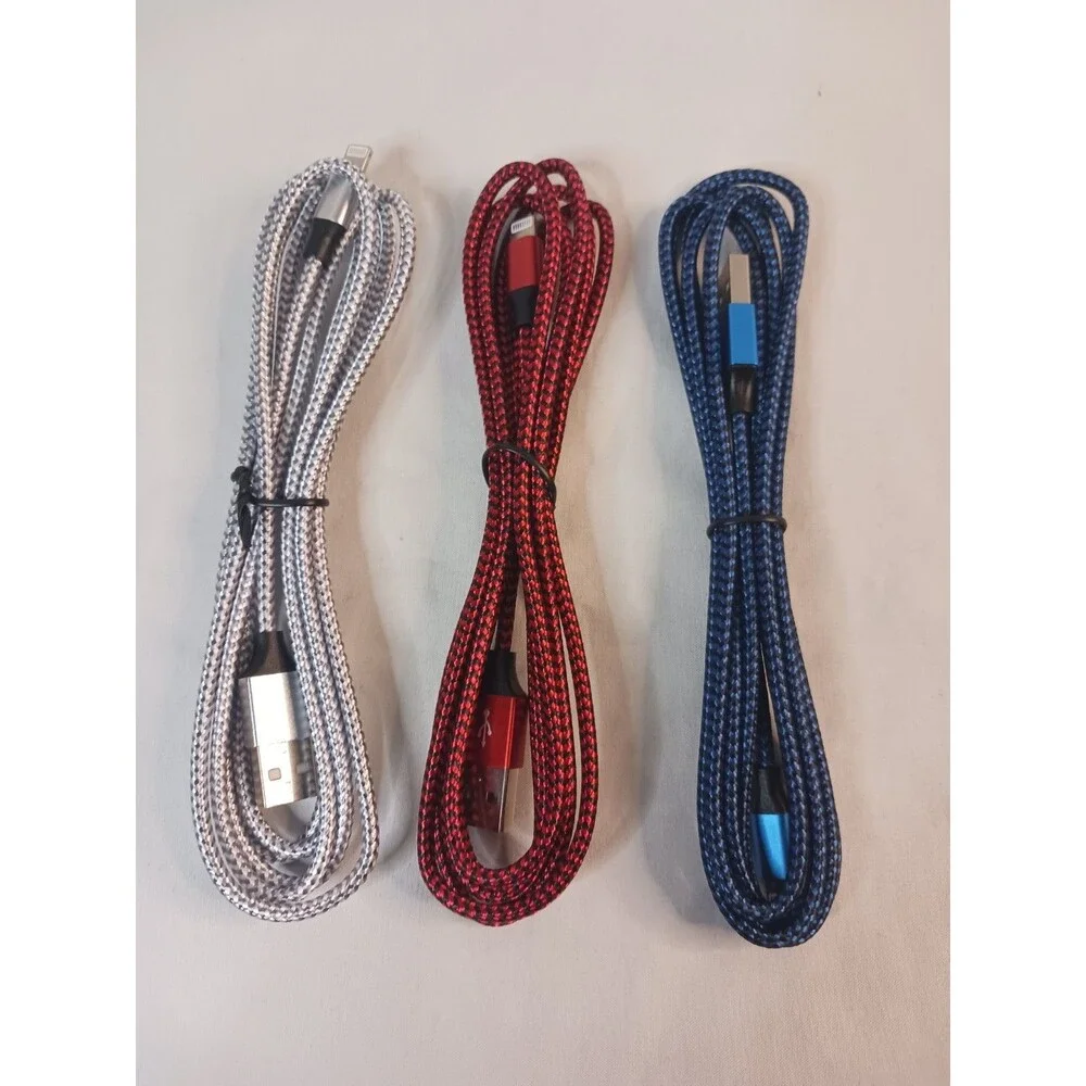 Apple MFi Certified iPhone Lightning Cable 6ft 3Pk Fast Charging Nylon Braided